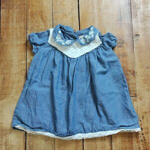 Gillians Closet dress 3 to 6 months cotton chambray embroidered spring summer